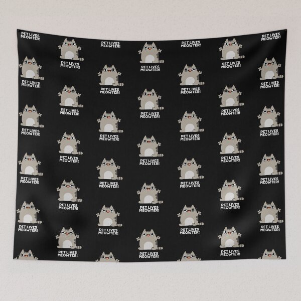 Item preview, Pet Lives Meowter Funny Cat Puns (Dark BG) designed and sold by punnybone.