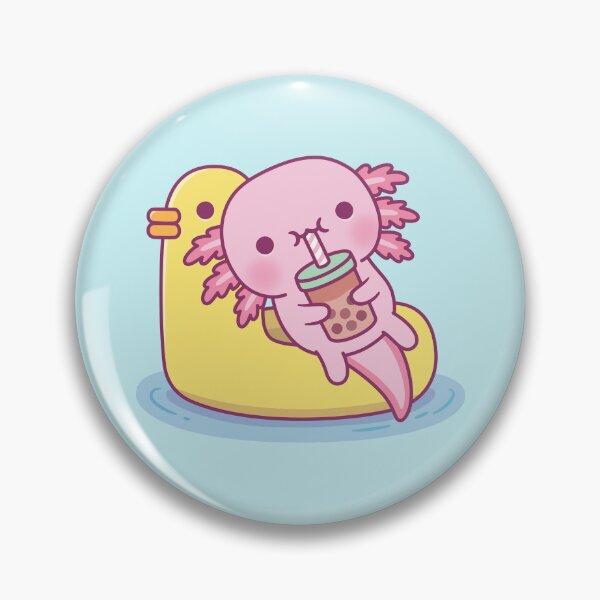 Item preview, Cute Axolotl Chilling On Duck Pool Float Drinking Bubble Tea designed and sold by rustydoodle.