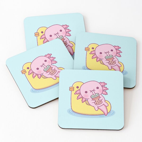 Item preview, Cute Axolotl Chilling On Duck Pool Float Drinking Bubble Tea designed and sold by rustydoodle.