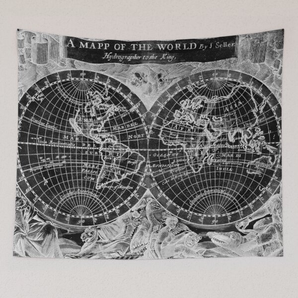 Item preview, Black and White World Map (1682) Inverse designed and sold by BravuraMedia.
