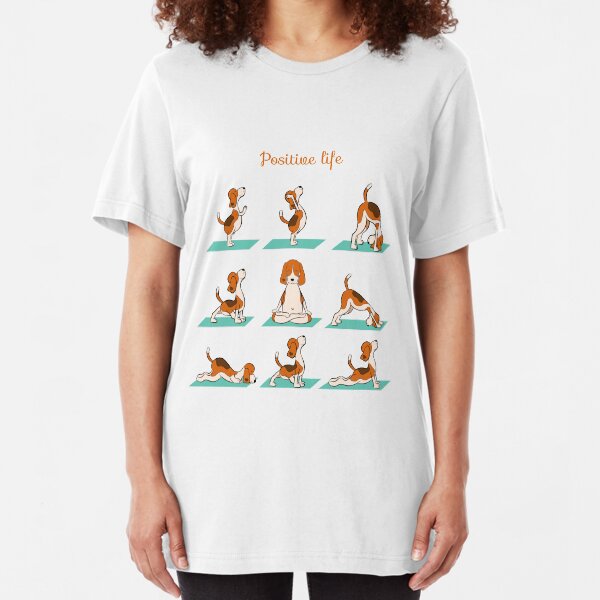 Beagle doing yoga Slim Fit T-Shirt