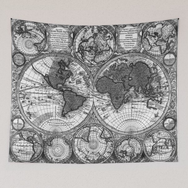 Item preview, Black and White World Map (1730) designed and sold by BravuraMedia.