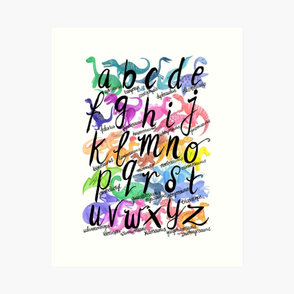 Roarsome Rainbow Dinosaur Alphabet Art Print