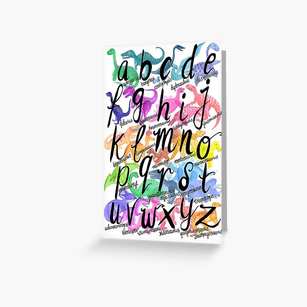 Roarsome Rainbow Dinosaur Alphabet Greeting Card