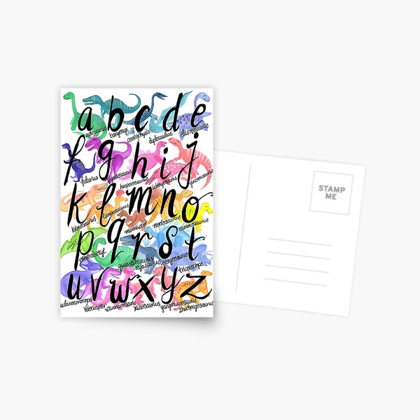 Roarsome Rainbow Dinosaur Alphabet Postcard