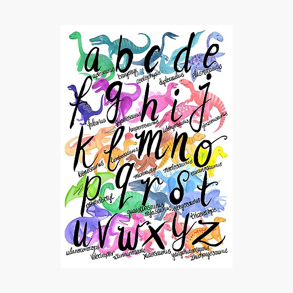 Roarsome Rainbow Dinosaur Alphabet Photographic Print