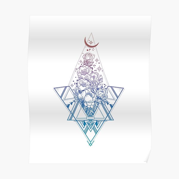 Floral Sacred Geometry // Rainbow Peonies Poster