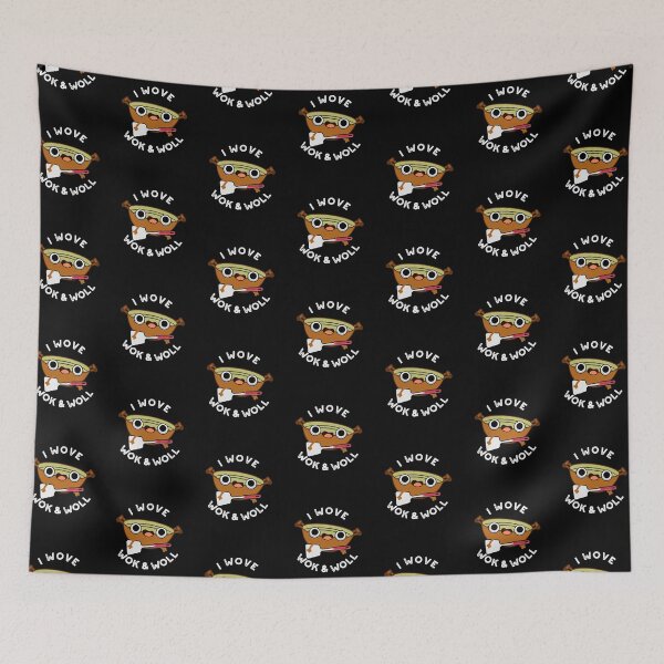 Item preview, I Wove Wok And Woll Funny Chinese Wok Puns (Dark BG) designed and sold by punnybone.