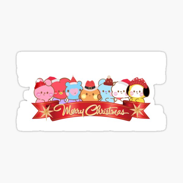 "Cute BTS members Baby BT21 characters OT7 Merry Christmas