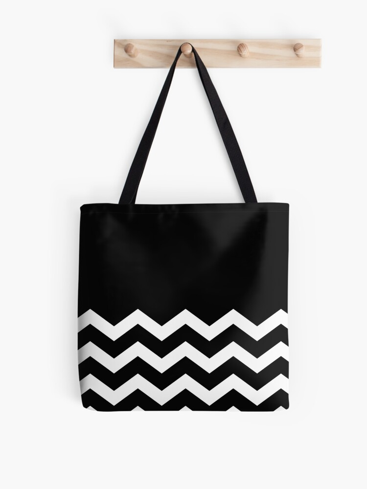 Black and White Chevron, Zig zag pattern Tote Bag