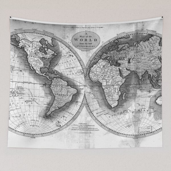 Item preview, Black and White World Map (1795) 2 designed and sold by BravuraMedia.