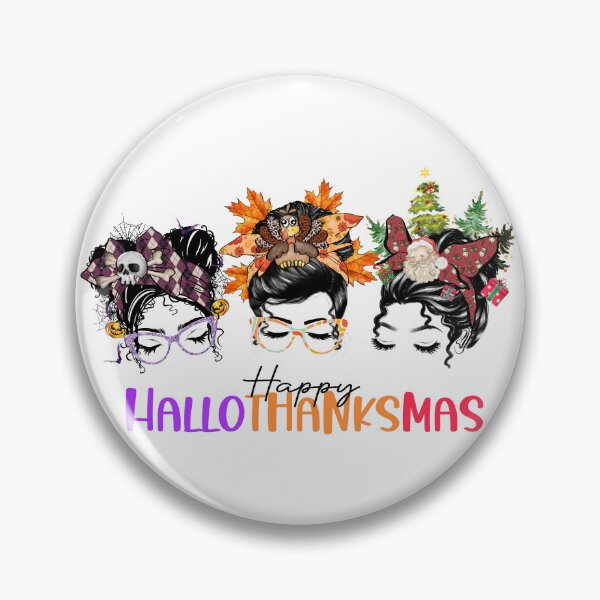 Item preview, happy hallothanksmas messy bun designed and sold by jeananastore.