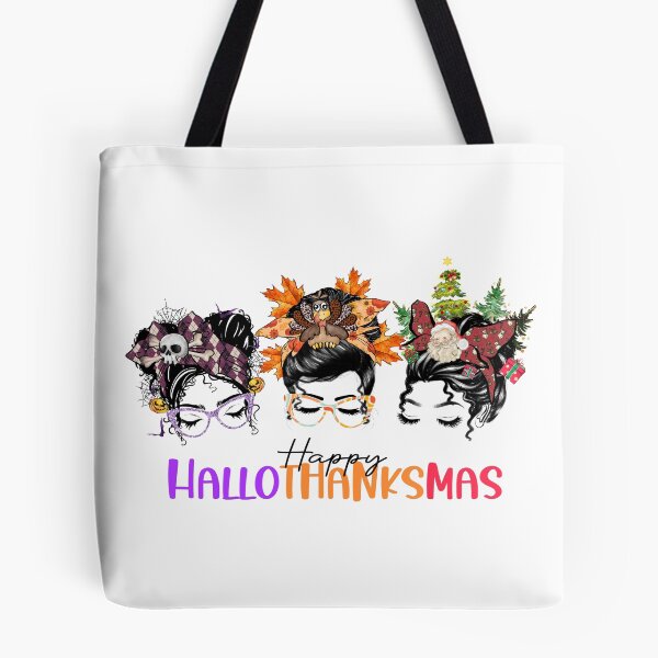 Item preview, happy hallothanksmas messy bun designed and sold by jeananastore.