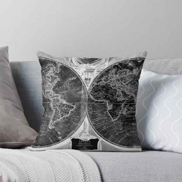 Item preview, Black and White World Map (1808) Inverse designed and sold by BravuraMedia.