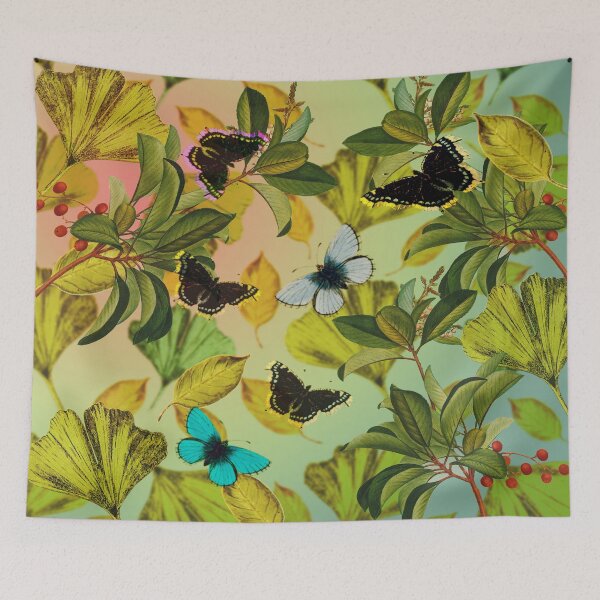 Item preview, Vintage Ginkgo Leaves and Butterflies designed and sold by RoxanneG.