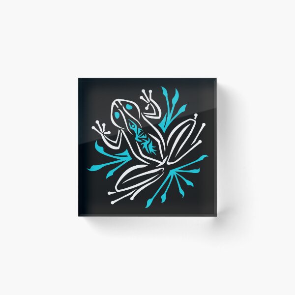 Item preview, Blue and White Cute Frog / Toad - Abstract / Tribal - For use on a dark background designed and sold by SfidaDesigns.