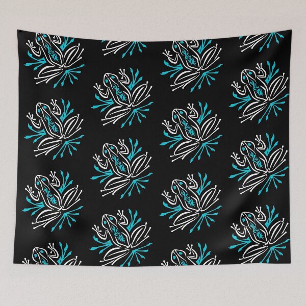 Item preview, Blue and White Cute Frog / Toad - Abstract / Tribal - For use on a dark background designed and sold by SfidaDesigns.