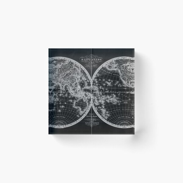 Item preview, Black and White World Map (1820) Inverse designed and sold by BravuraMedia.
