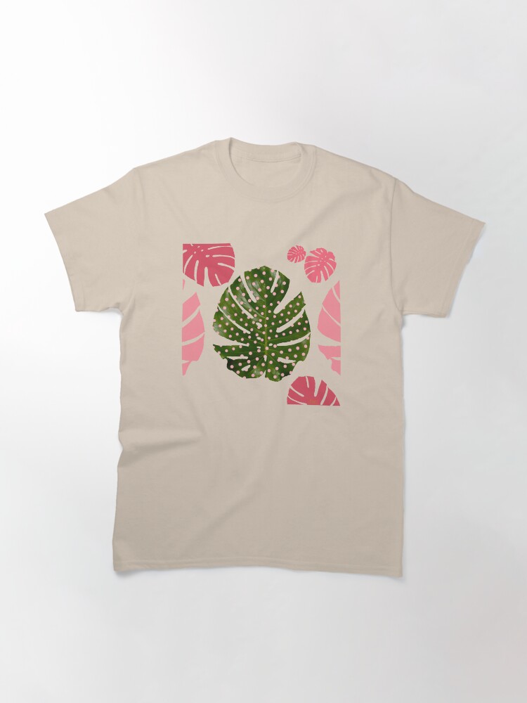 Alternate view of "Moss green leaf and pink flamenco polka dots" Classic T-Shirt