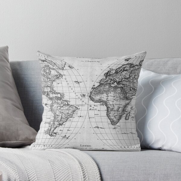 Item preview, Black and White World Map (1827) designed and sold by BravuraMedia.