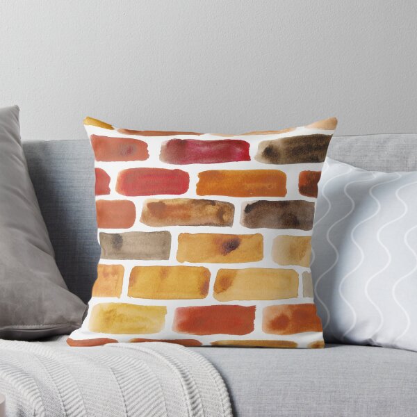 Item preview, Brick wall - watercolour painting in brown, red and yellow shades designed and sold by KerstinB.