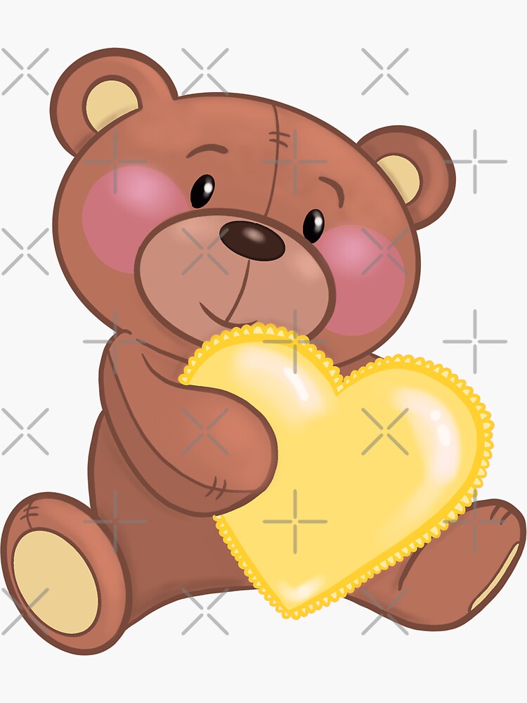 Stickers nounours coeurs rose et coeurs bébé filles par