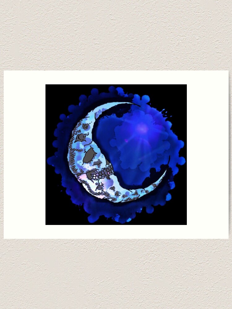 “skull crescent moon” Art Print for Sale by mysteriosupafan | Redbubble