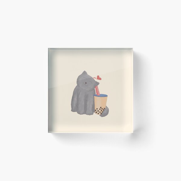 Item preview, Boba Tea with Happy Gray Cat | 珍珠奶茶與灰貓 designed and sold by Sheridan T.