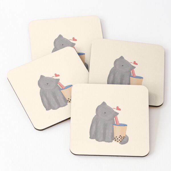 Item preview, Boba Tea with Happy Gray Cat | 珍珠奶茶與灰貓 designed and sold by Sheridan T.