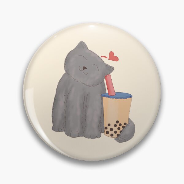 Item preview, Boba Tea with Happy Gray Cat | 珍珠奶茶與灰貓 designed and sold by Sheridan T.