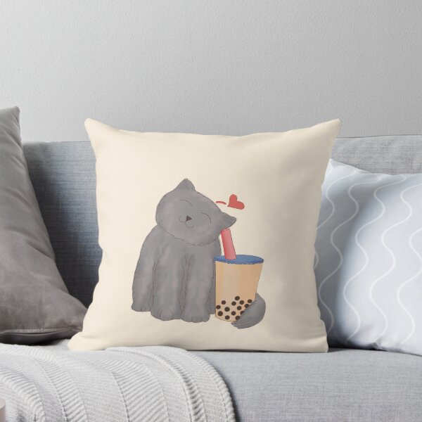 Item preview, Boba Tea with Happy Gray Cat | 珍珠奶茶與灰貓 designed and sold by Sheridan T.