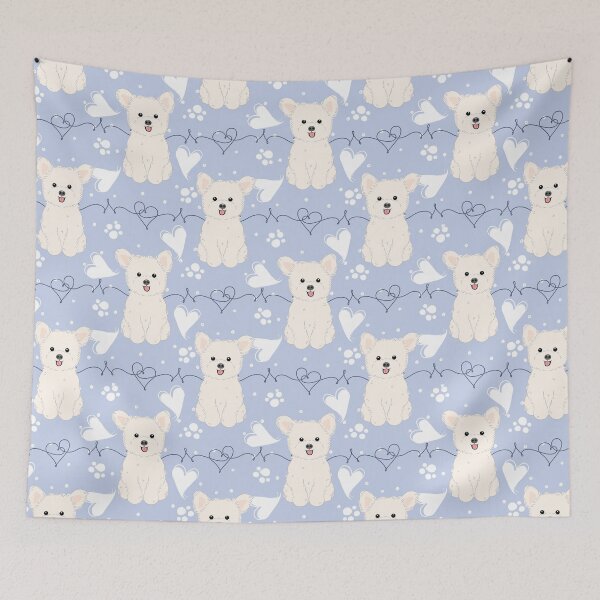 Item preview, LOVE White Pomapoo Pomerenian Poodle Mix designed and sold by Lulupainting.