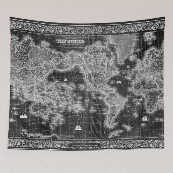 Item preview, Black and White World Map (1852) Inverse designed and sold by BravuraMedia.