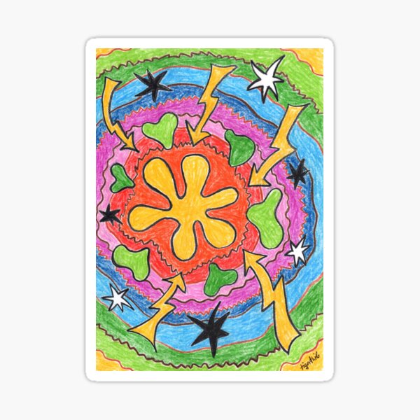 2403 - Flowers, Stars and Lightning Sticker