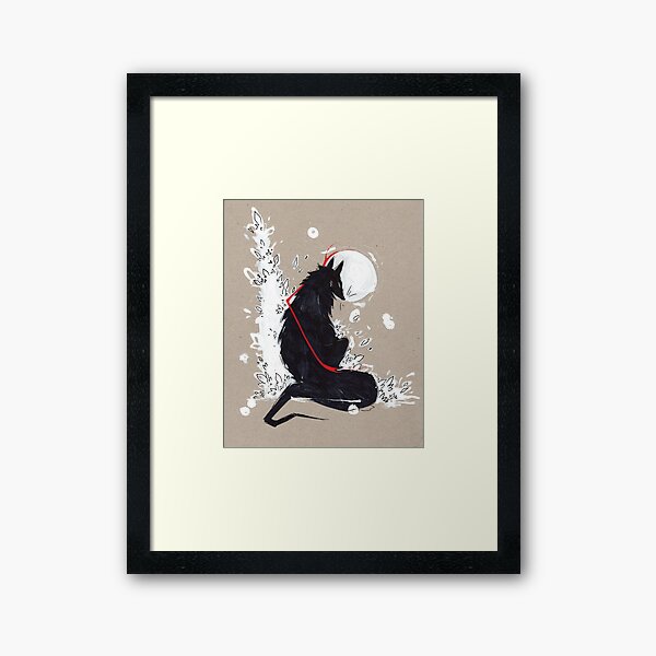 BLACK WOLF RIBBONS Framed Art Print