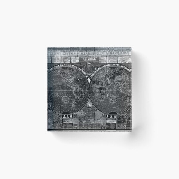 Item preview, Black and White World Map (1883) Inverse designed and sold by BravuraMedia.