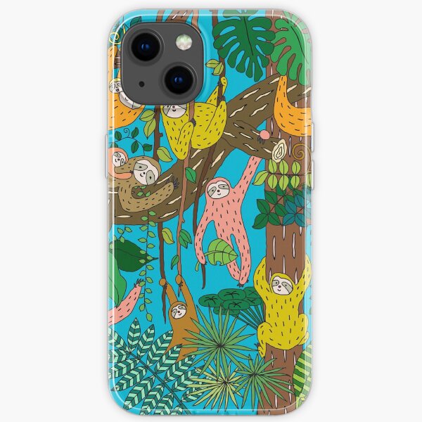 Happy Sloths Jungle iPhone Soft Case