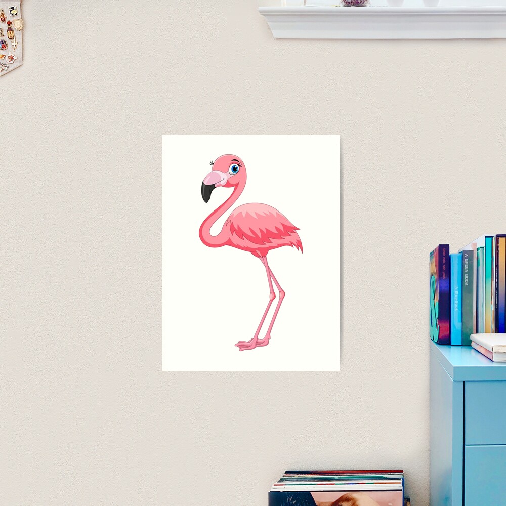 Cartoon pink flamingo