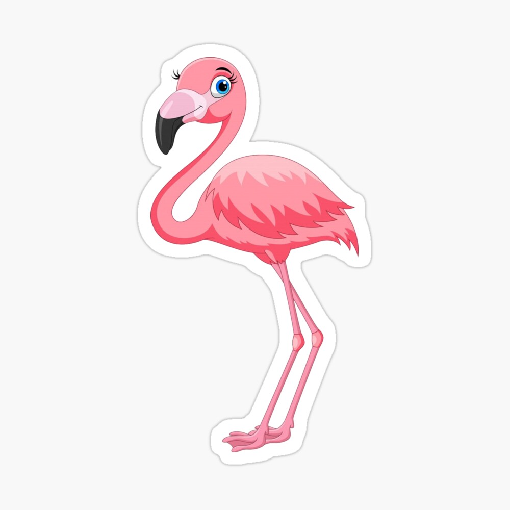 Cartoon pink flamingo