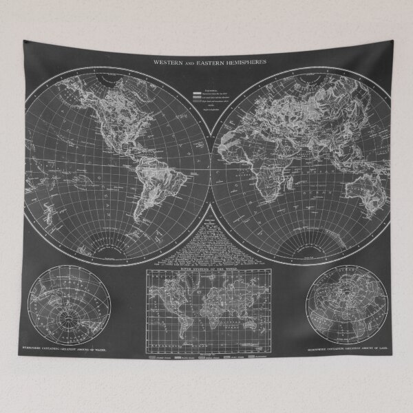 Item preview, Black and White World Map (1895) Inverse designed and sold by BravuraMedia.