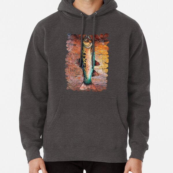 Weinlese-rote Forelle-Fresko Hoodie