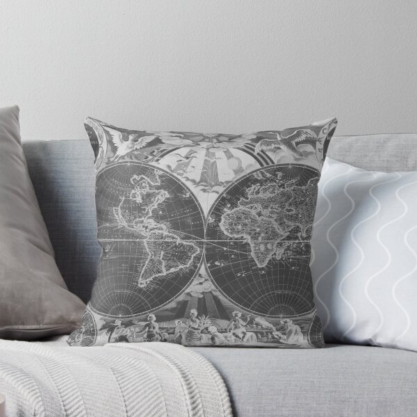 Item preview, Black and White World Map (1668) Inverse designed and sold by BravuraMedia.