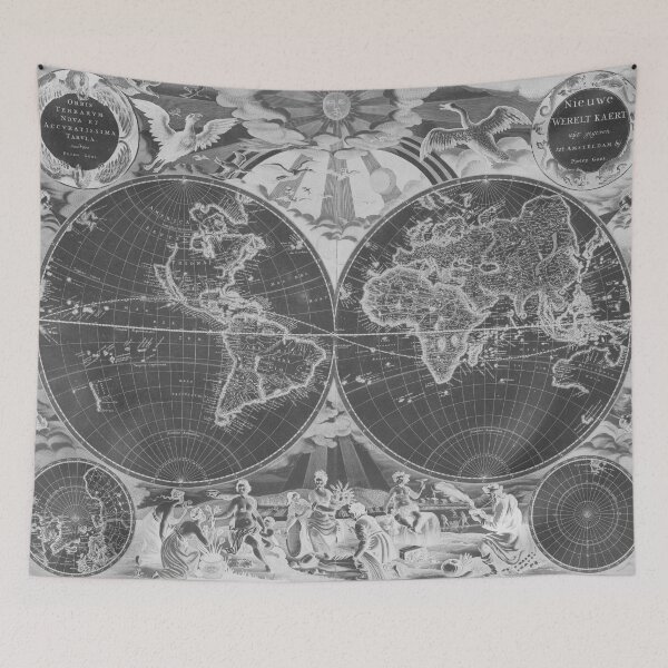 Item preview, Black and White World Map (1668) Inverse designed and sold by BravuraMedia.