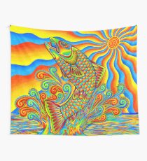 Psychedelic Rainbow Trout Fish Wall Tapestry