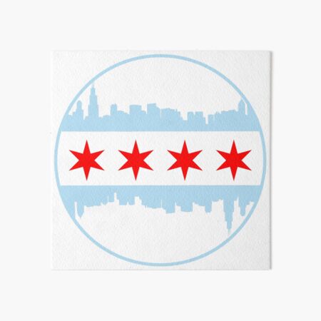 W flag Chicago skyline digital drawing | Art Board Print