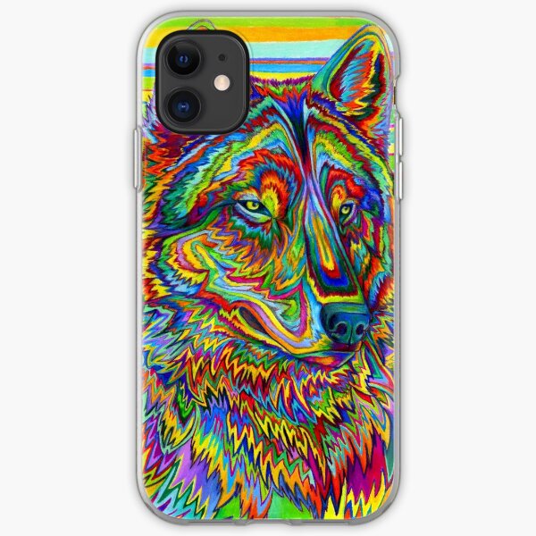 Colorful Psychedelic Rainbow Wolf iPhone Soft Case