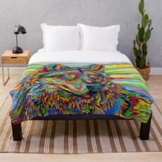 Manta Colorido Psychedelic Rainbow Wolf