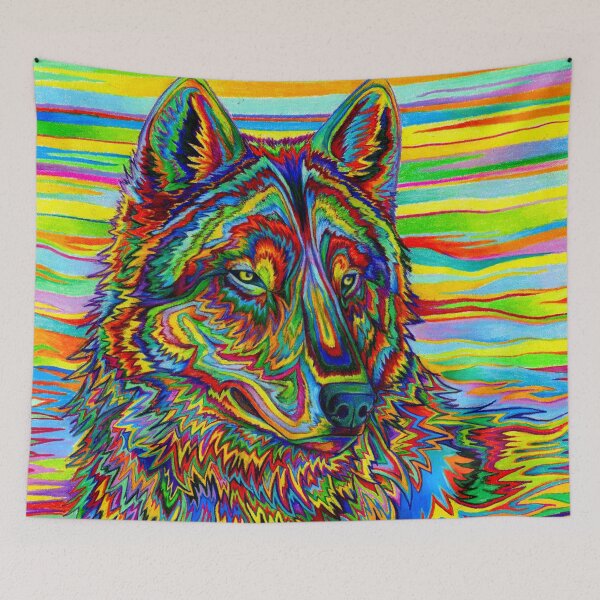 Item preview, Colorful Psychedelic Rainbow Trippy Wolf designed and sold by Rebecca Wang.