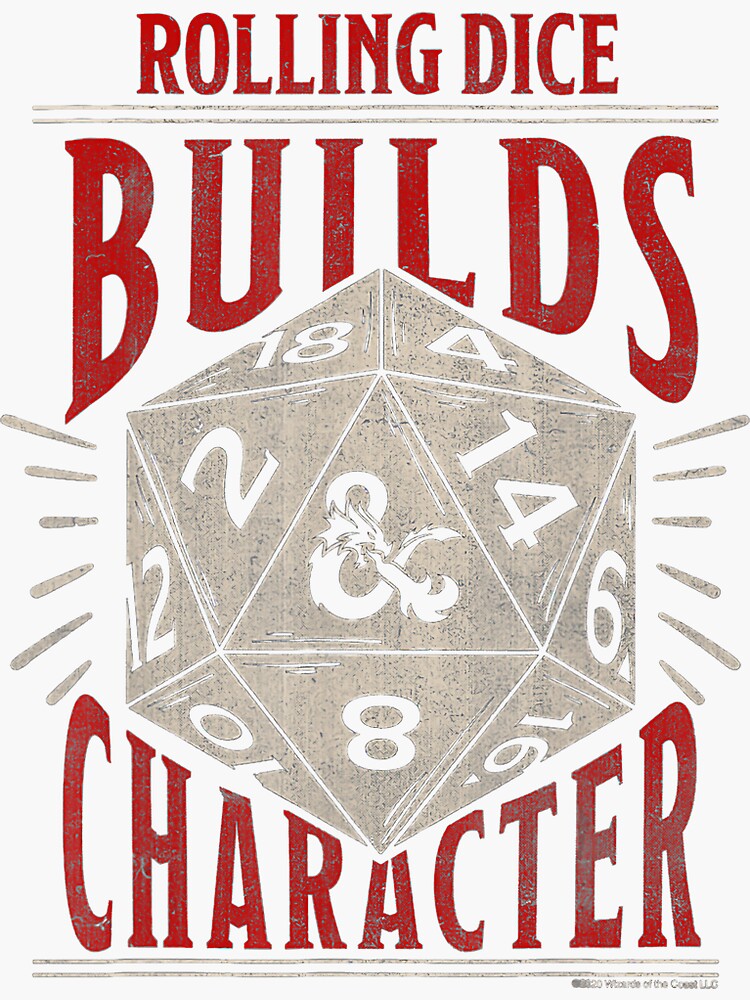 "Dragons Rolling Dice Builds Character" Sticker for Sale by