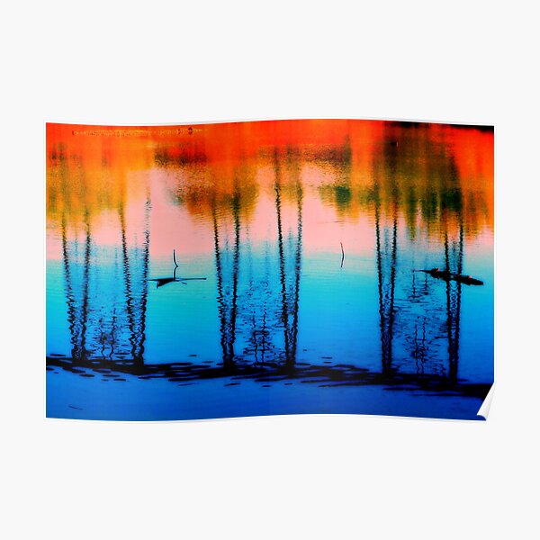 Sunset & Bridge on Water Poster